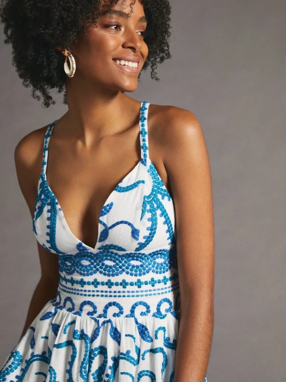 Maeve by Anthropologie Sun Dress with Blue Embroidery - Picture 5 of 15